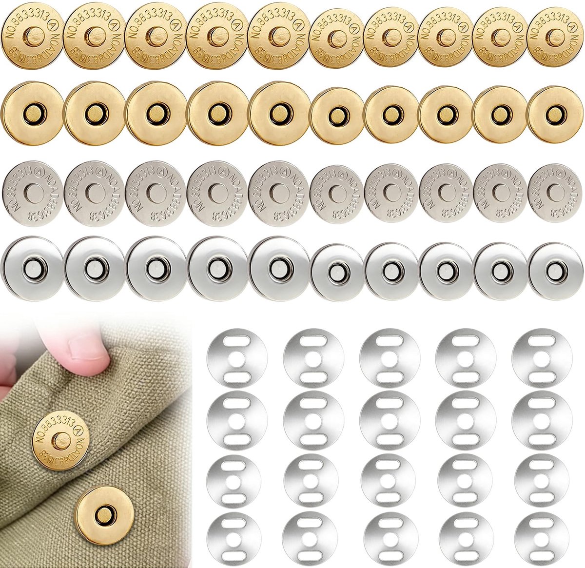 Dailygoods - Magneetsluitingzakken 20 Stuks voor Handwerken