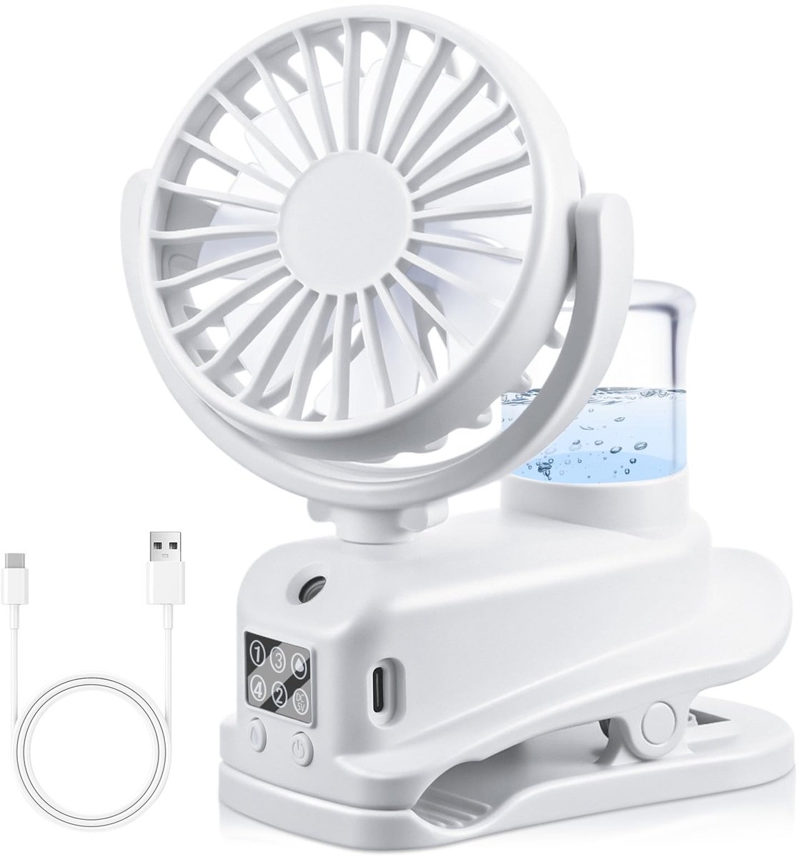 Dailygoods - Tafelventilator met Clip en 4 Snelheden, Oplaadbaar via USB