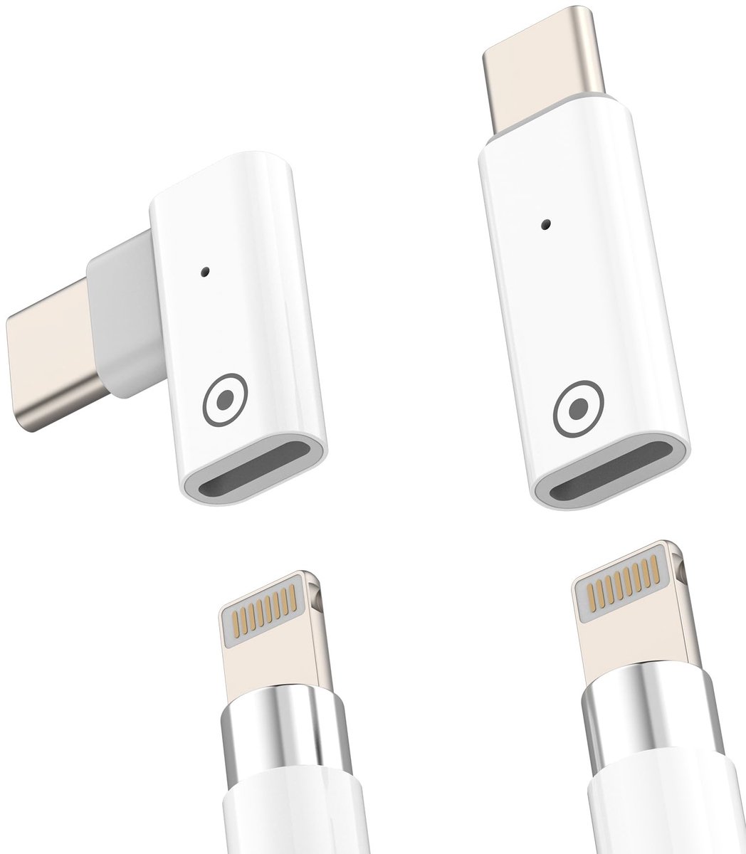 Dailygoods - Lightning naar USB-C Adapter voor Apple Pencil 1e generatie (2 stuks)