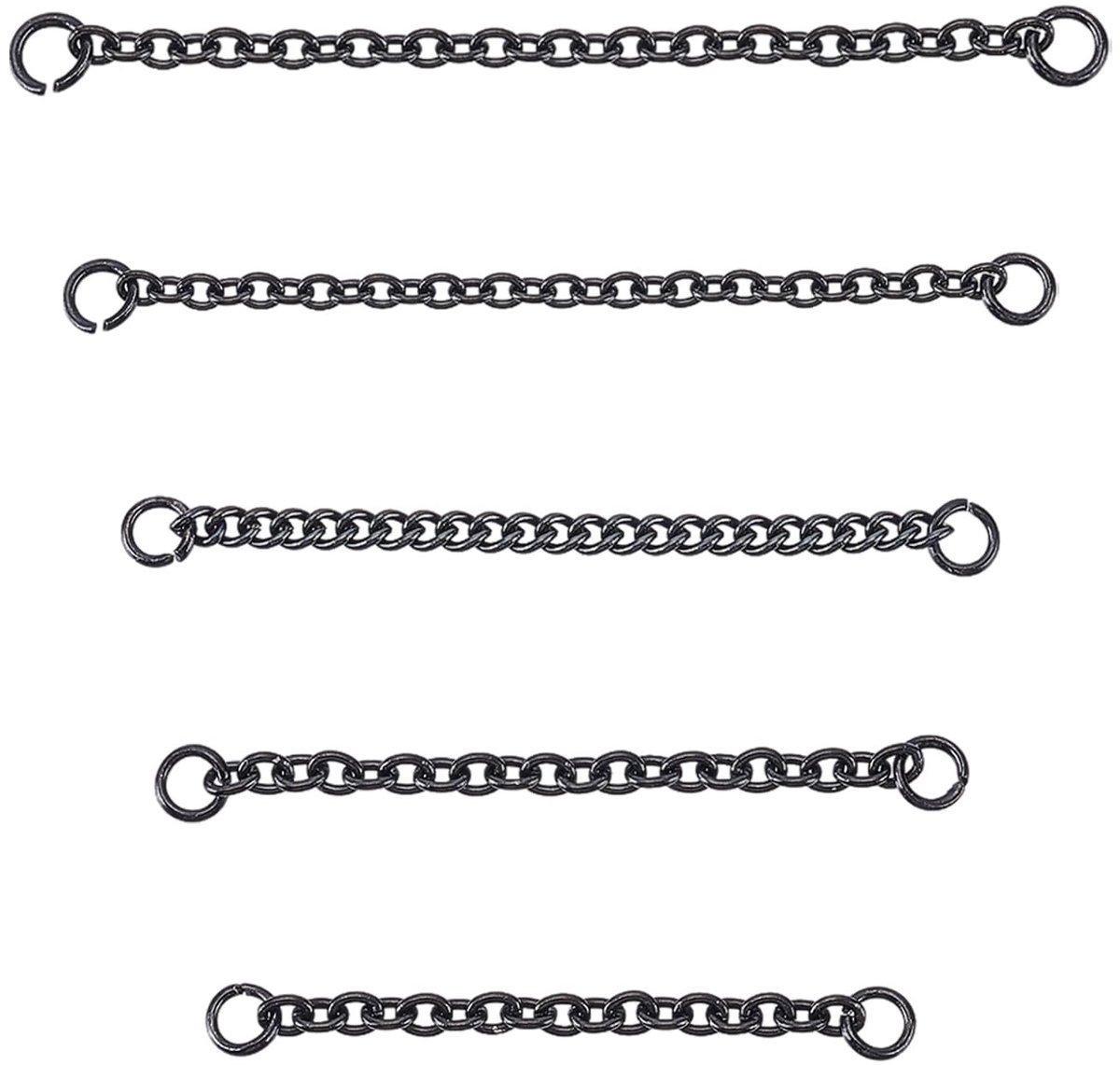 Dailygoods - Set van 5 Neuskettingen met Zwarte Piercings