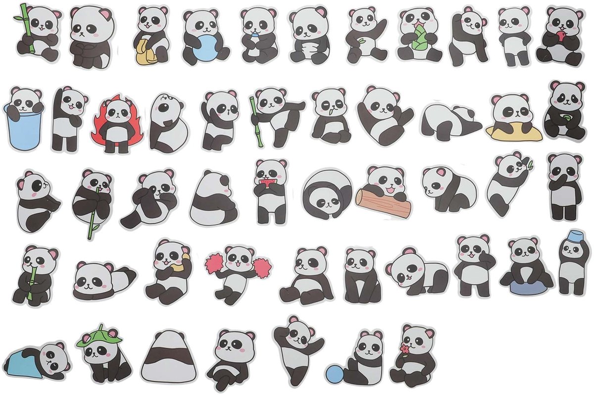 Dailygoods - Set van 50 Waterdichte Pandastickers voor Creatieve Projecten