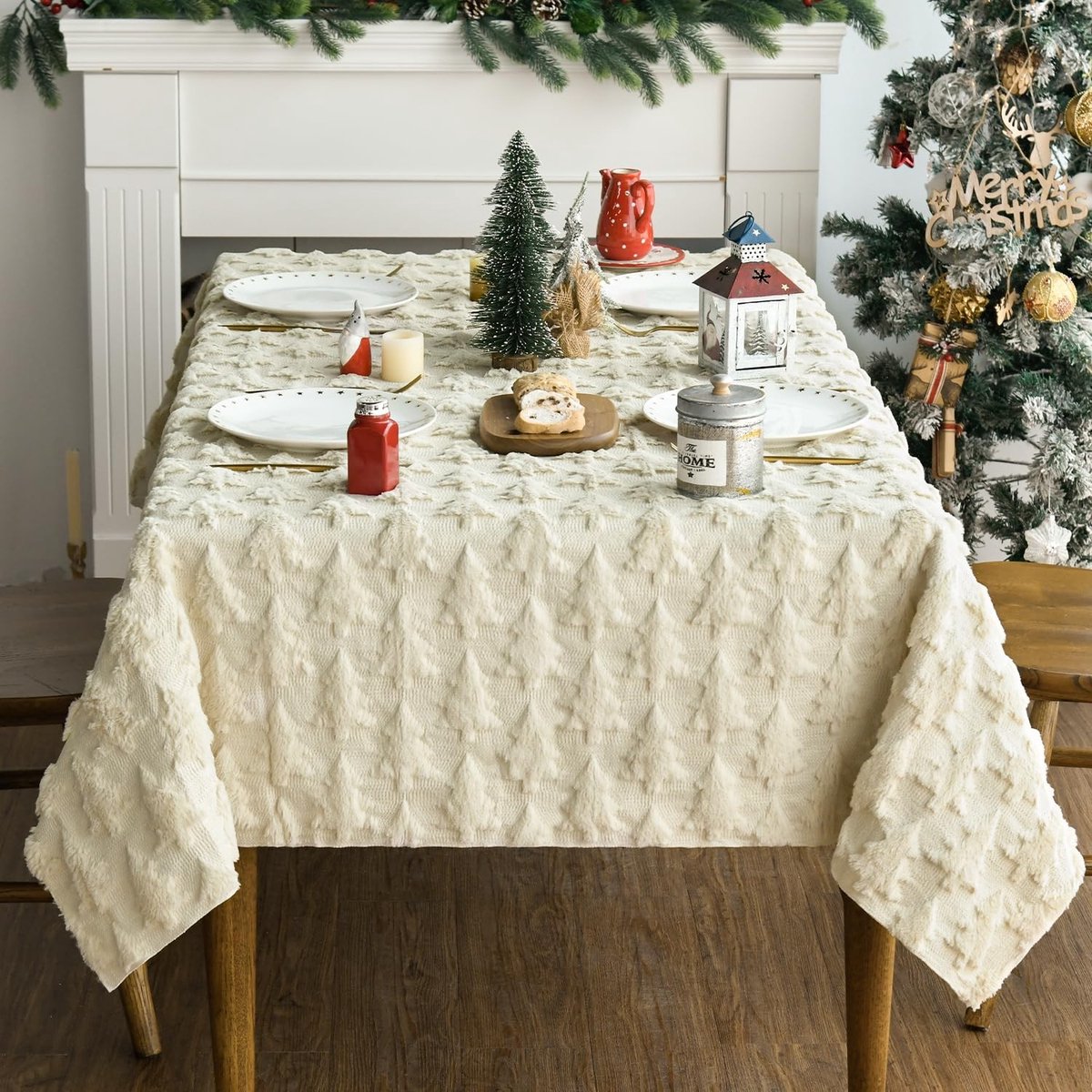 Dailygoods - Zacht Kunstbont Tafelkleed voor Kerstmis 140 x 220 cm