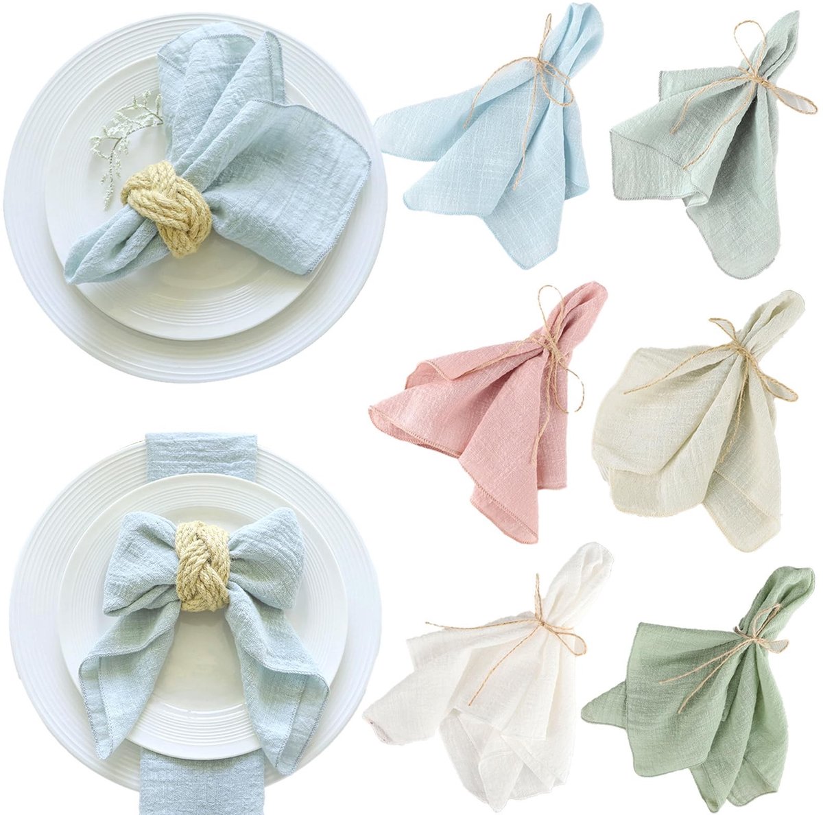Dailygoods - Set van 6 Effen Stoffen Servetten van Katoen