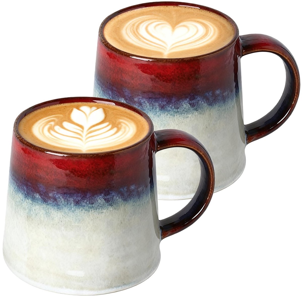 Dailygoods - Set van 2 Grote Keramische Koffiemokken 450 ml