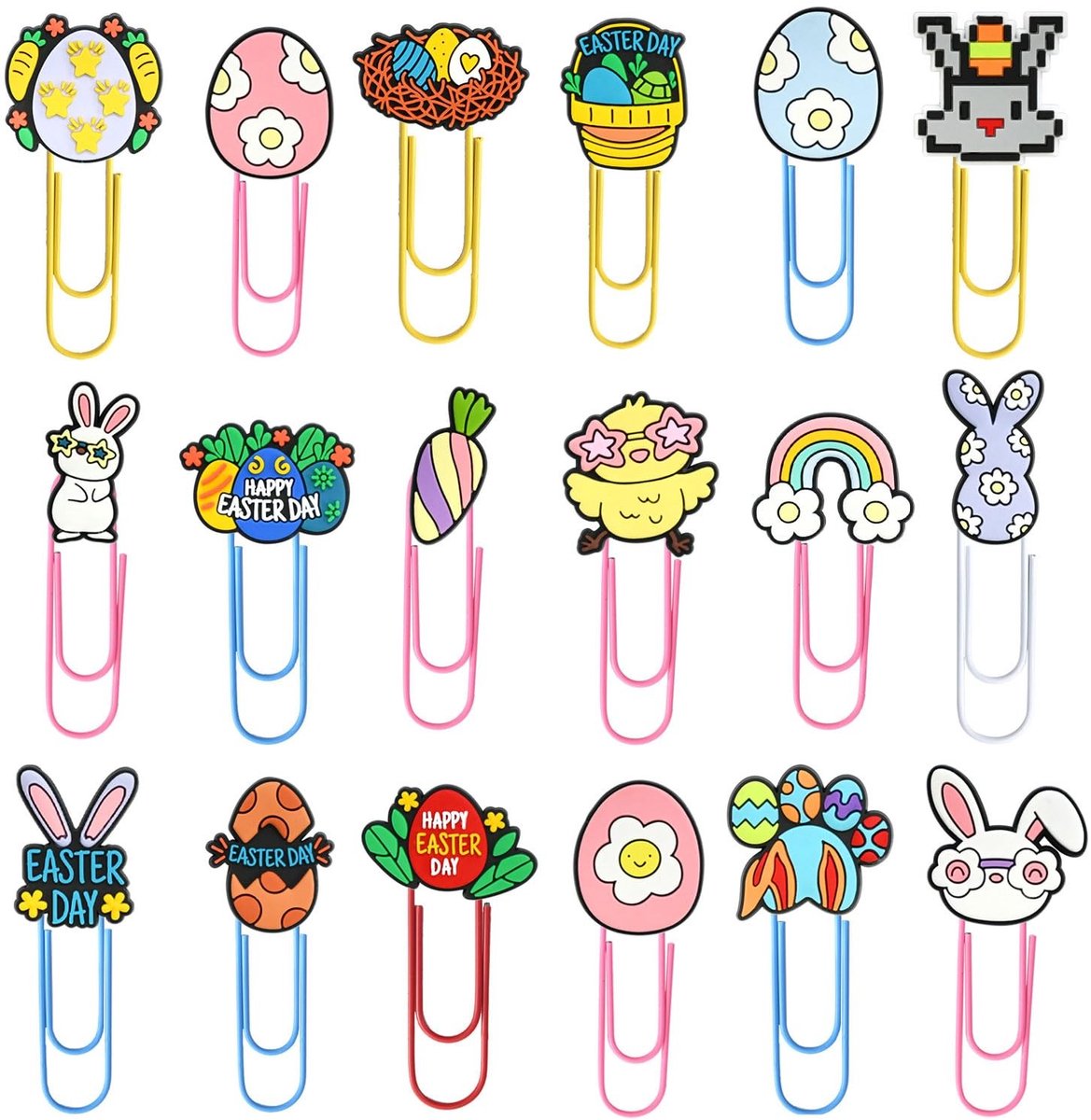 Dailygoods - 18 Stuks Grote Paperclips voor Pasen