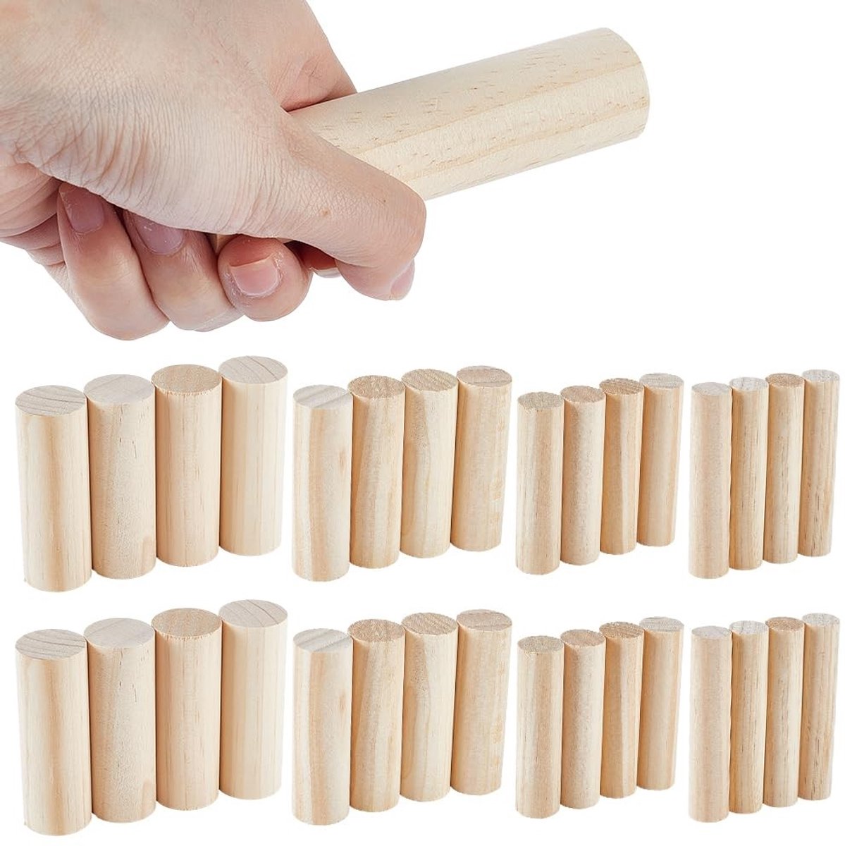 Dailygoods - 28 Stuks Onbehandelde Houten Pluggen voor Knutselprojecten