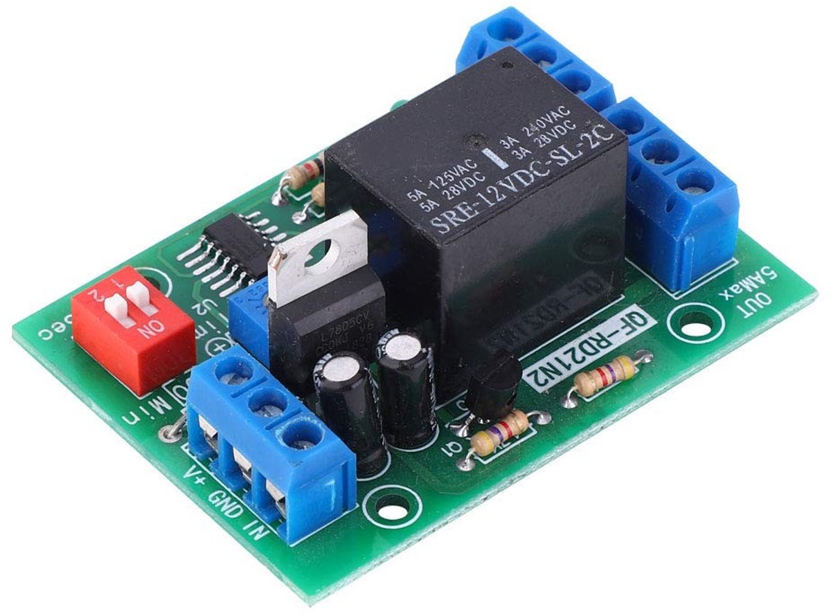 Dailygoods - Dailygoody - 10-16V Vertraging Uit Tijdrelais Module - Instelbare Tijdschakelaar - Laag Stroomverbruik - 2-kanaals - Perfect voor Automatische To