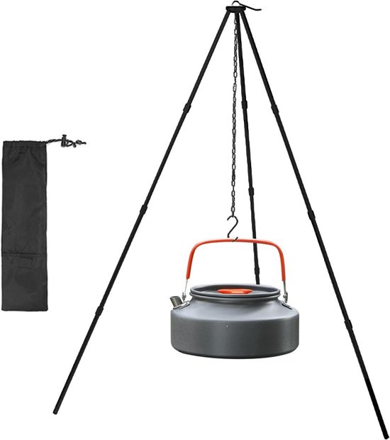 Statief kooktoestel - Camping fornuis - Koken buiten - Verstelbare hangketting - 326 cm lengte - Aluminium — afbeelding 3