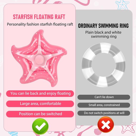 Opblaasbare Matras - Zeester Luchtbed - Ontspannen in Water - Uniek Vormgegeven - 140 cm - Roze — afbeelding 5