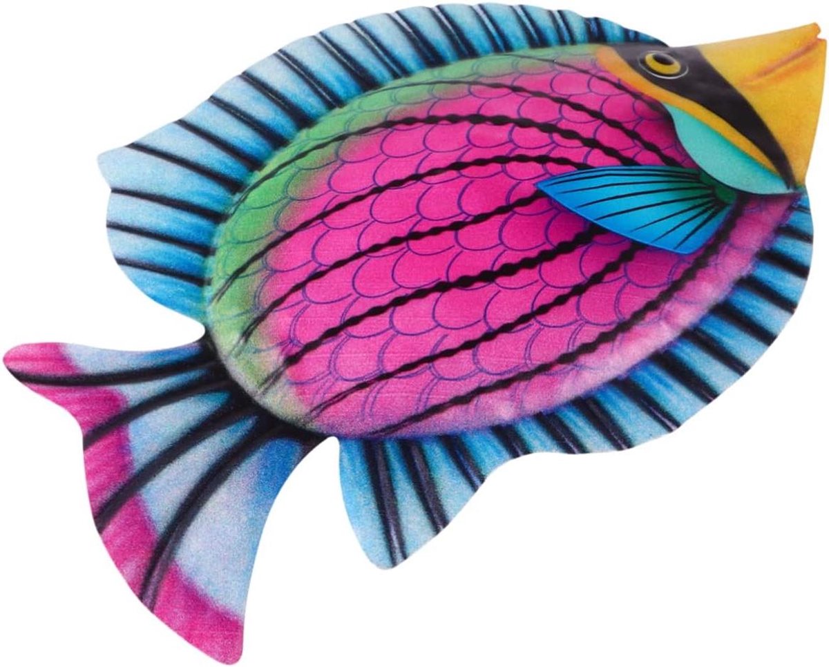 Vis Wanddecoratie - IJzeren Ornament - Tuin Decoreren - Handgemaakt Metaal - 29.5 cm - Paars
