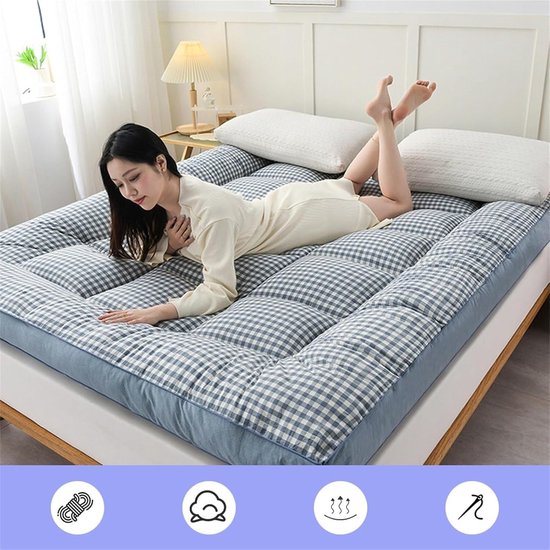 Japanse vloermatras - Opvouwbaar futonkussen - Comfortabel slapen - Dikke donsvulling - 354 x 80 inch - Grijs — afbeelding 2
