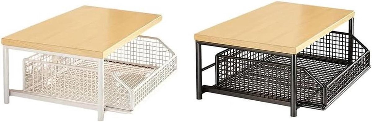 Keuken Opbergrek - Magnetron Tafel - Keuken Organiseren - Met Lade Wielen - 37 x 26 x 20 cm - Wit