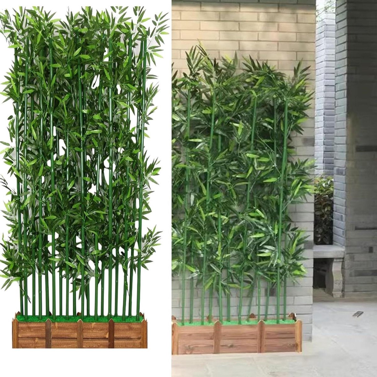 Kunstmatige Bamboe - Nep Plant - Buiten Decoratie - Weerbestendig - 8 Palen - Groen