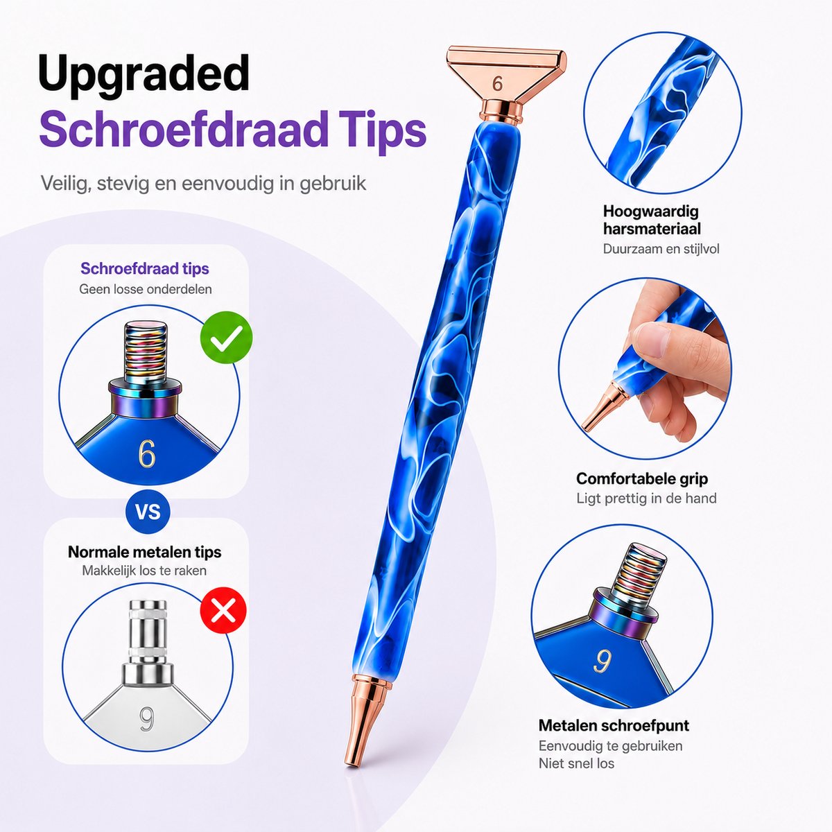 BOTC Diamond Painting Art pen Kit - Dot Pen Kit - 5D Diamond Paint- met Gereedschapstoebehoren -Blauw — afbeelding 2