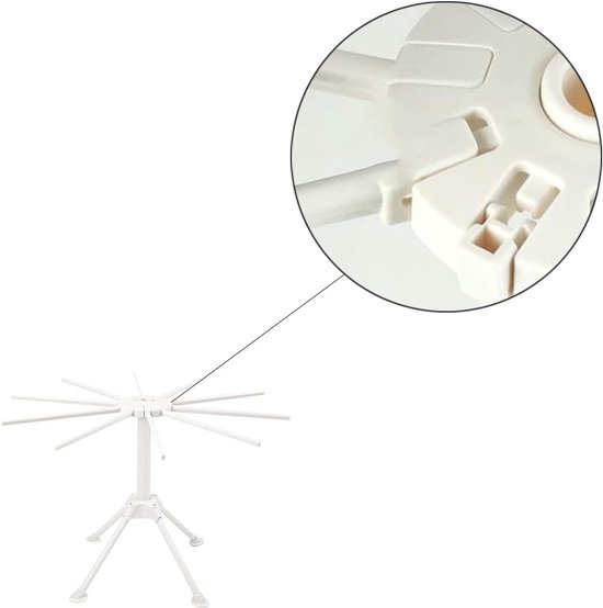 Pastadroger - Pastarek Droger - Verse Pasta Maken - Inklapbaar Ontwerp - 40x40x28 cm - Wit — afbeelding 2