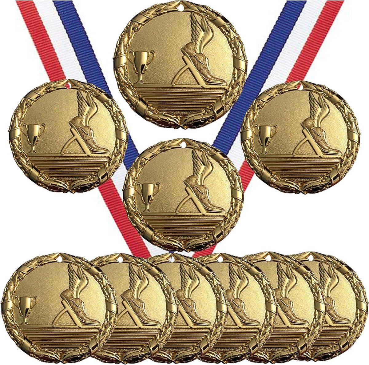 Award Medailles - Trofee Prijzen - Sport Evenementen - Massief Metaal - 10 Stuks - Goud