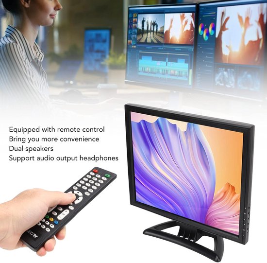 Draagbare Monitor - HD Scherm - Extra Beeldscherm - Ingebouwde Luidsprekers - 17 Inch - Zwart — afbeelding 5