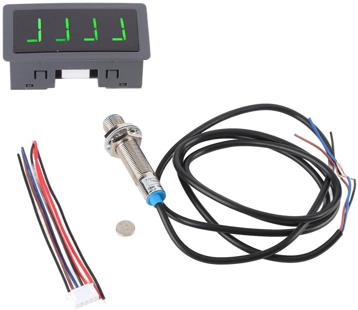 Motor Tachometer - Snelheidsmeter RPM - Motoren Meten - Groen LED Display - 4 Cijfers - Groen