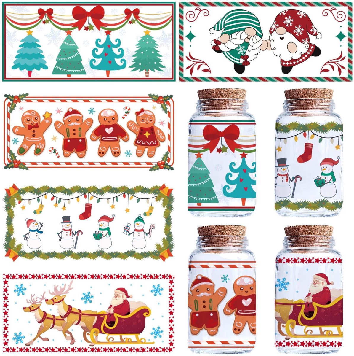 Dailygoods - Dailygoody - Kerst Transfer Stickers - Wrijven op Transfers - Waterdichte PVC Decals - 5 Vellen - Creatieve Ambachten - Geschikt voor Glazen Mokken