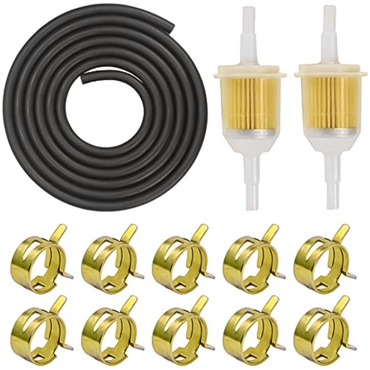 Dailygoods - Dailygoody - Inline brandstoffilter - Brandstof-luchtslangset - Duurzaam en slijtvast - 14 stuks - Filter slangklemmen - Geschikt voor motorfiets en s..