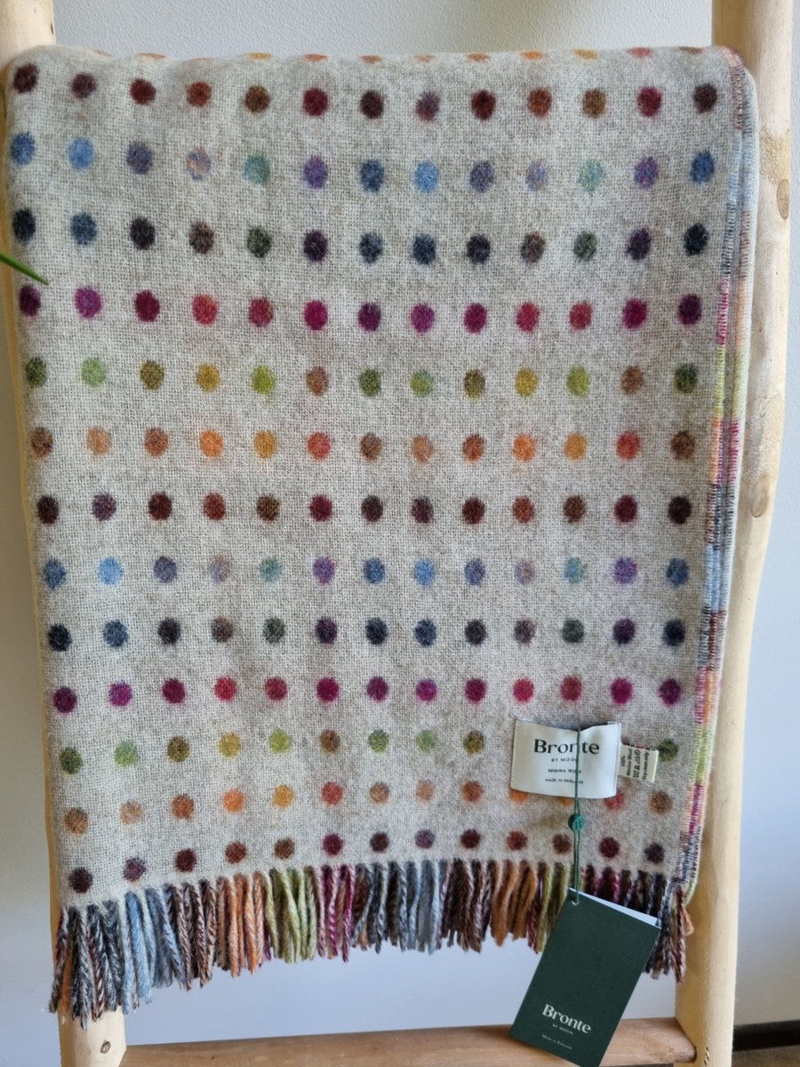Bronte by Moon Wollen Plaid - RAINBOW Spot (Merino) 140x185cm - Bronte x Plaids.shop Multicolor, Beige