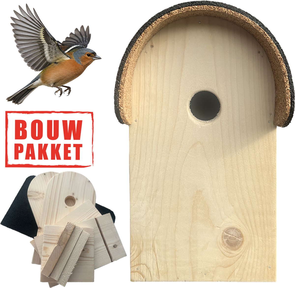 Bouwpakket vogelhuisje Nestkast hout met rond dak | Catbirds