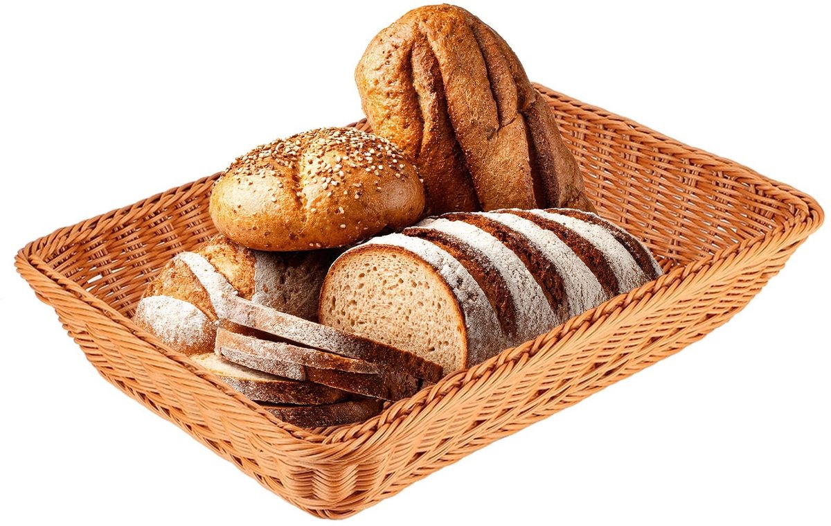 Dailygoods - Dailygoody - Imitatie Rotan Broodmand - Opbergmanden voor Tafel - Bruin - Fruit- en Voedselserveermand - Geschikt voor Keuken en Eetkamer