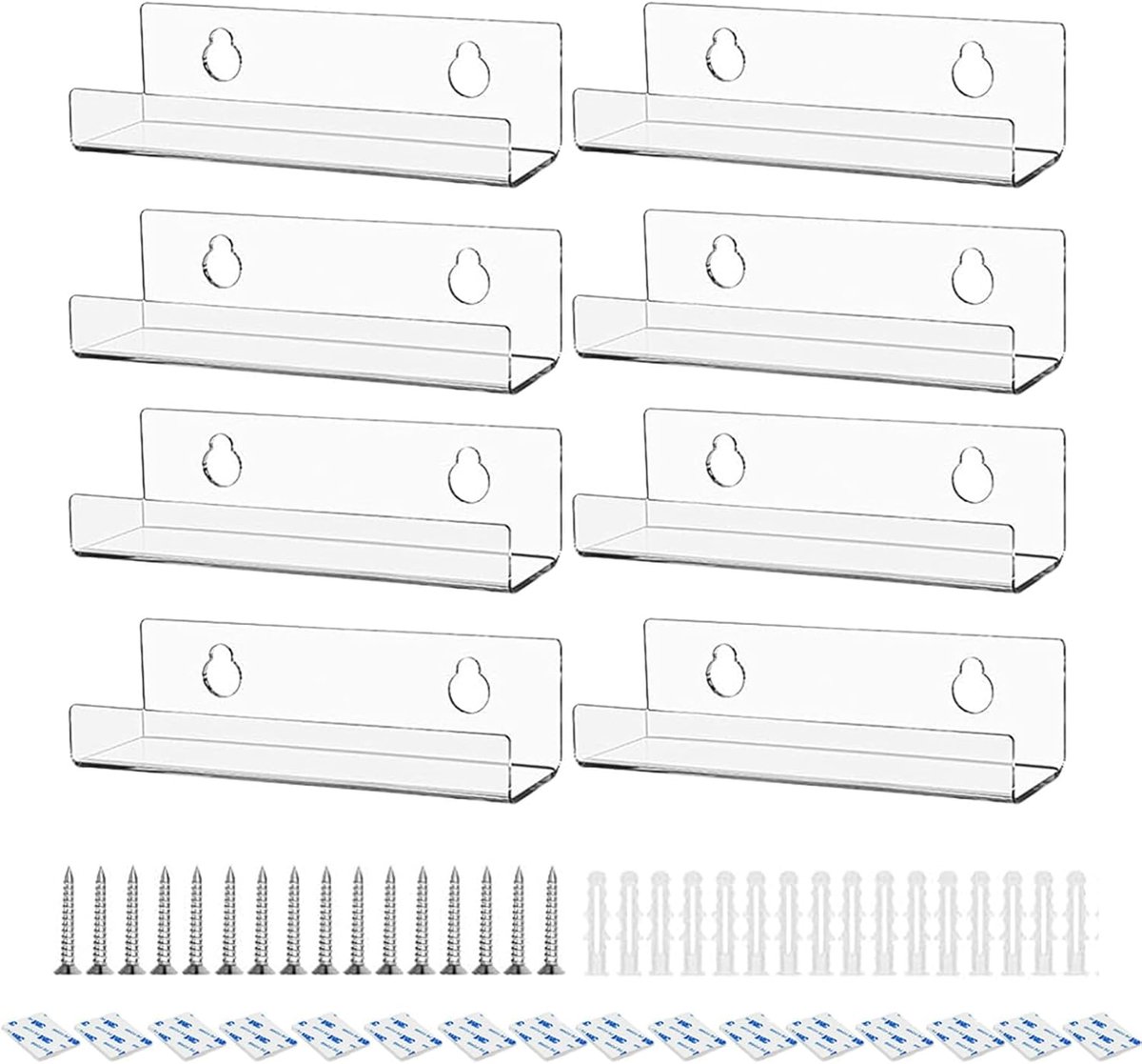 LP Houder - Vinyl Wandhouder - 8 Stuks Doorzichtige Platensteun - 4 inch Vinyl Rek voor Opberging en Display - Geschikt voor Thuisdecoratie en Muziekliefhebbers - Transparant