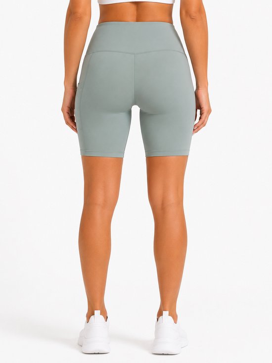 SparkNine Softflow korte sportbroek - dames short - met zakken - S - lichtgrijs - half lang - super zacht materiaal — afbeelding 5