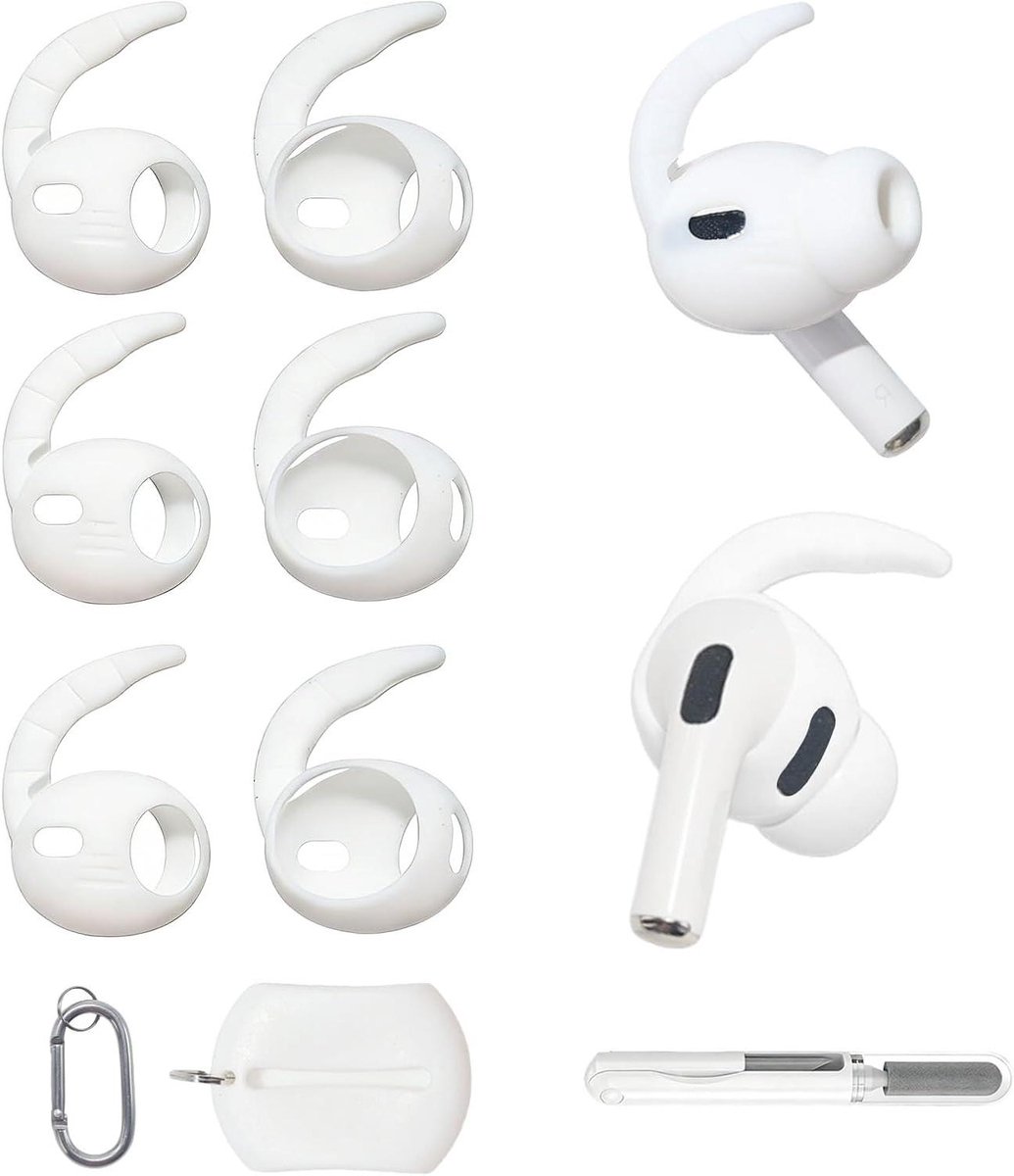 Oorhaken AirPods Pro - Oordopjes Haken - Sport en Beweging - Antislip Siliconen - 3 Paar - Wit