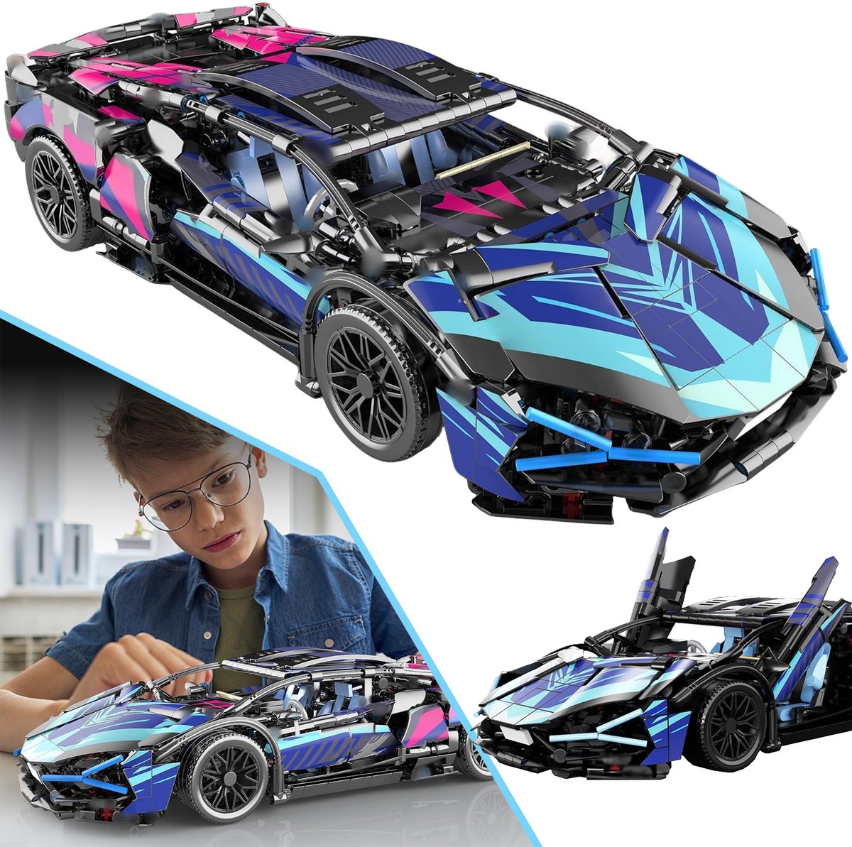 1314 Stuks Sportwagen Bouwset Voor Jongens En Meisjes - 1:14 Moc Toys Auto Bouwset - Supercar Verjaardagscadeau Voor Kinderen
