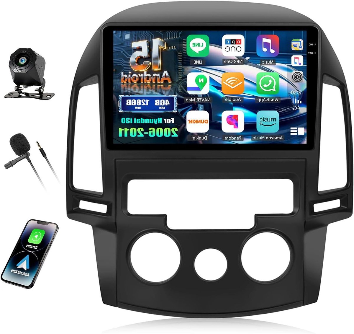 Autoradio - Navigatie Systeem - Auto Entertainment - Android 15 In-cell - 9 Inch Scherm - Zwart