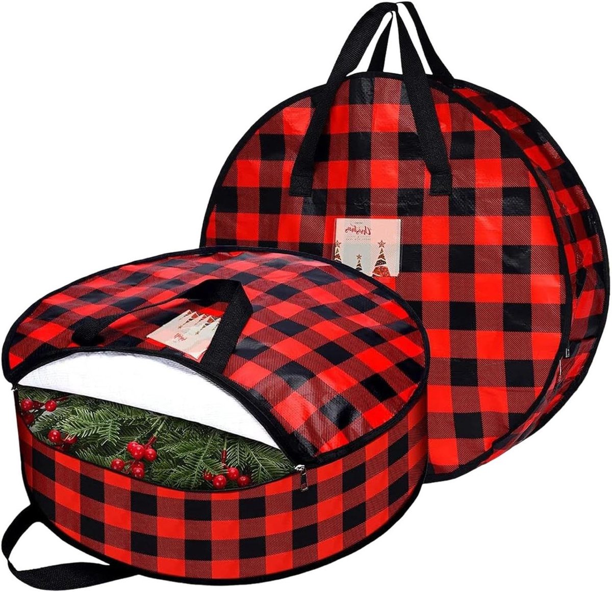 Krands Opbergzak - Decoratie Houder - Feestdagen Opslag - Set van 2 - 61 x 18 cm - Plaid