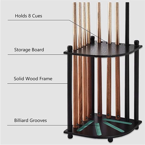 Biljart Keuhouder - Poolstokhouder Keurek - Biljart Spelen - Massief Houten Frame - 36x36x53 cm - Niet gespecificeerd — afbeelding 3