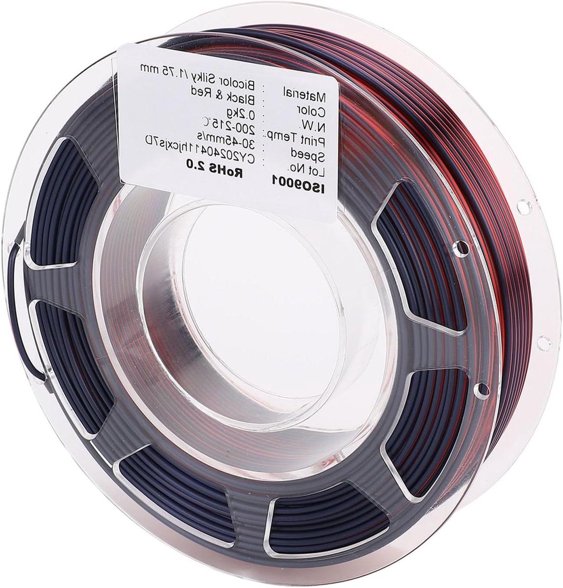 3D Printer Filament - PLA Spoel - Objecten Printen - Tweekleurig Effect - 200 g - Zwart Rood