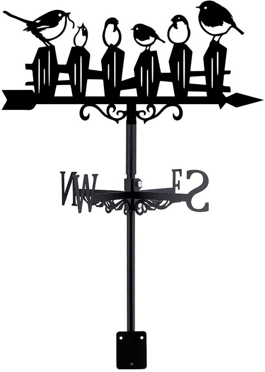 Dailygoods - Dailygoody - Vogels Windwijzer - Metalen Windvaantjes - Decoratie voor Tuin en Dak - Zwart - Windsrichtingindicator - Unieke Omheining Decoratie - Ges