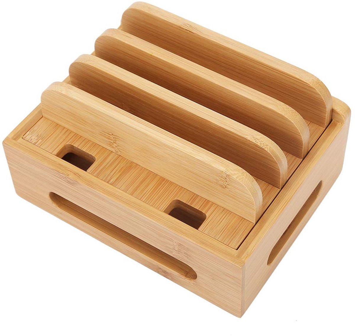 Dailygoods - Oplaadstation Meerdere Apparaten - Bamboe Organizer - Docking Station - Voor Smartphone en Tablet - Multifunctionele Hub - Duurzaam Bambo