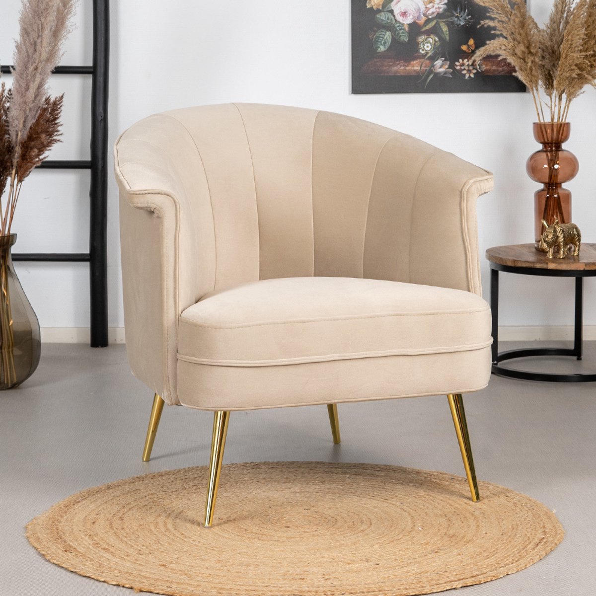 Bronx71® Velvet fauteuil Amy beige
