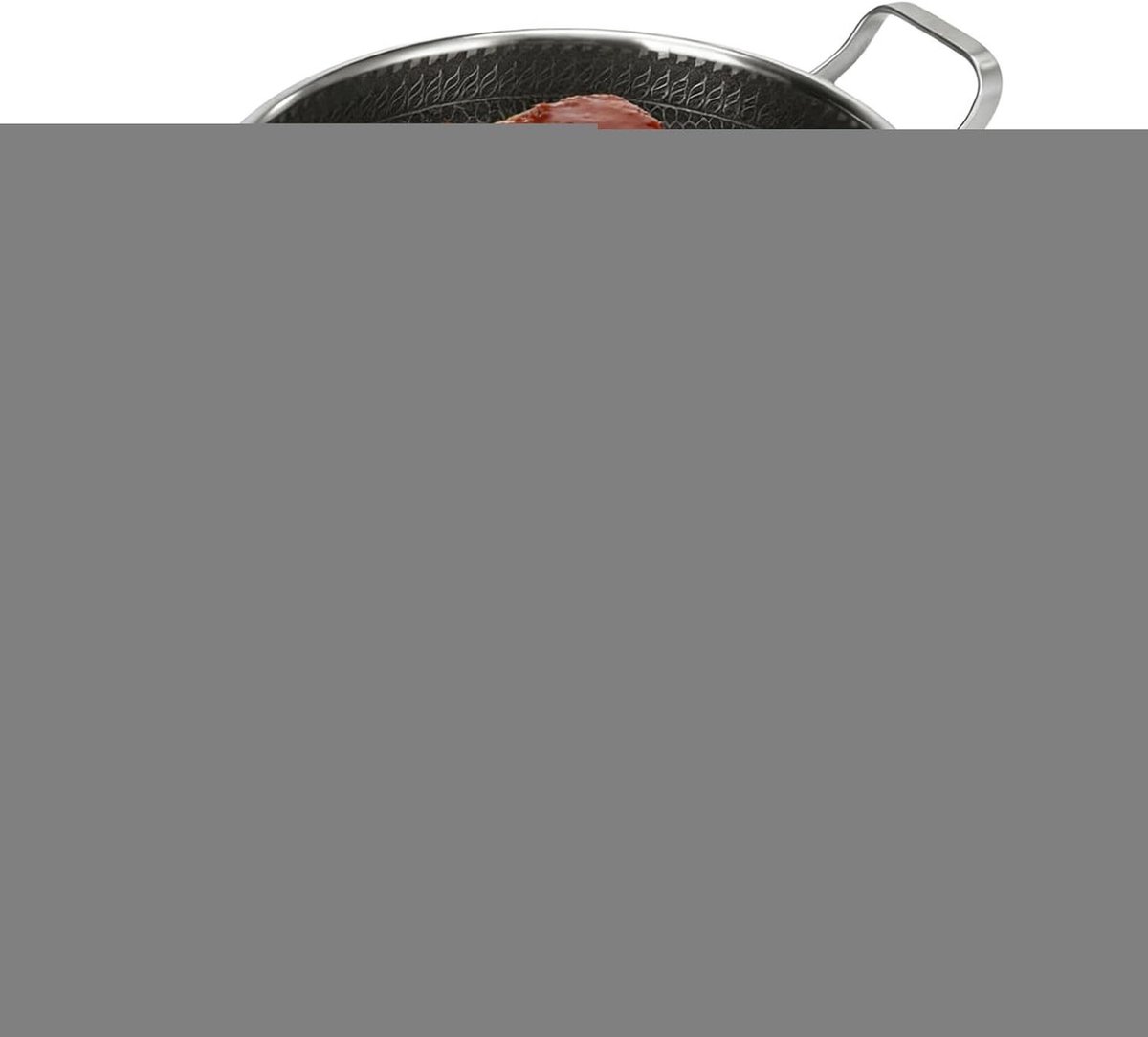 Braadpan met Deksel - Kookpan Roestvrijstaal - Veelzijdig Koken - Antiaanbak Dubbele Handvatten - 30cm Groot Formaat - Zilver