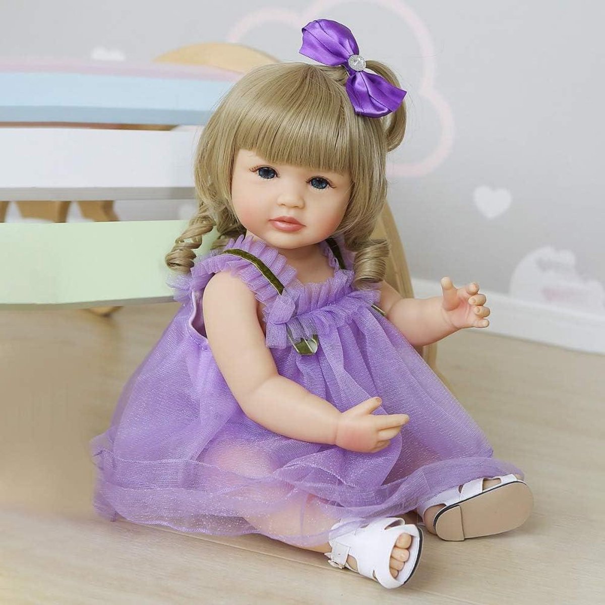 Siliconen Baby Pop - Peuter Meisje - Baden en Spelen - Volledig Flexibel - 56 cm - Blond