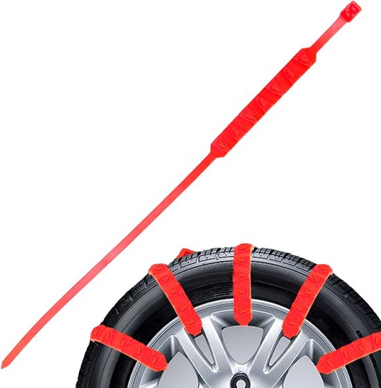 Motor Sneeuwkettingen - Antislip Bandenketting - Veilig Winterrijden - Eenvoudige Installatie - 52 x 19 cm - Rood
