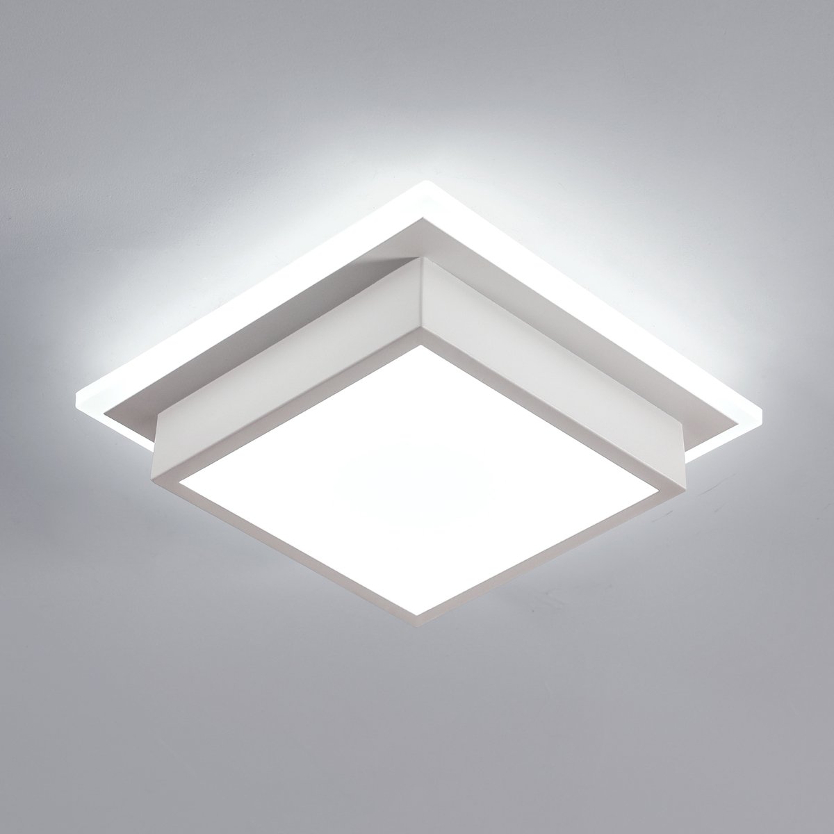 Haobosic Vierkant Acryl - Plafondlamp - Zandwit - 20W Wit 6500K - Energiezuinig