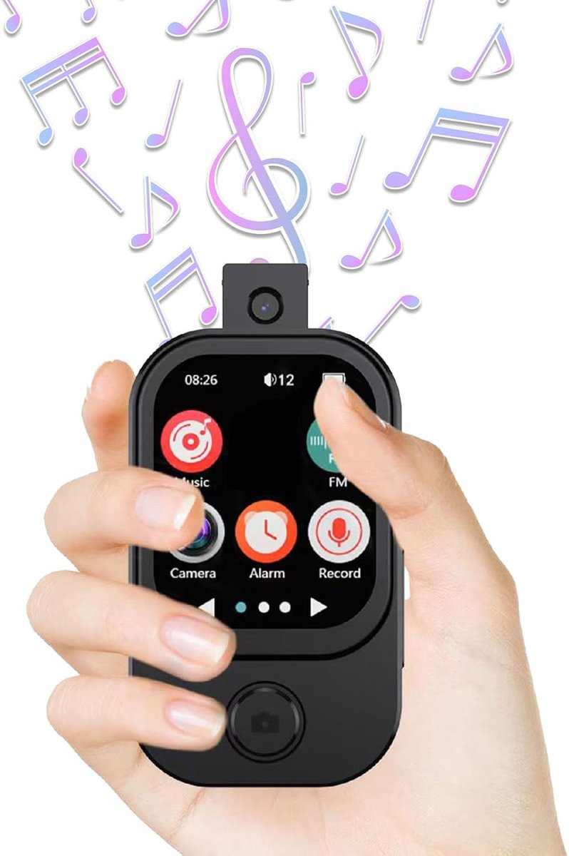 MP3-speler met Bluetooth 5.4 en camera, draagbare digitale muziekspeler met 2,01 inch touchscreen, HiFi-geluid (lossless), voicerecorder, FM-radio en e-reader (inclusief 64 GB geheugenkaart)