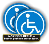 Jerma - Rolstoel toegankelijk - set 2 - Spiegelbeeld Raamstickers - Ø10 cm - zelfklevend - Vinyl