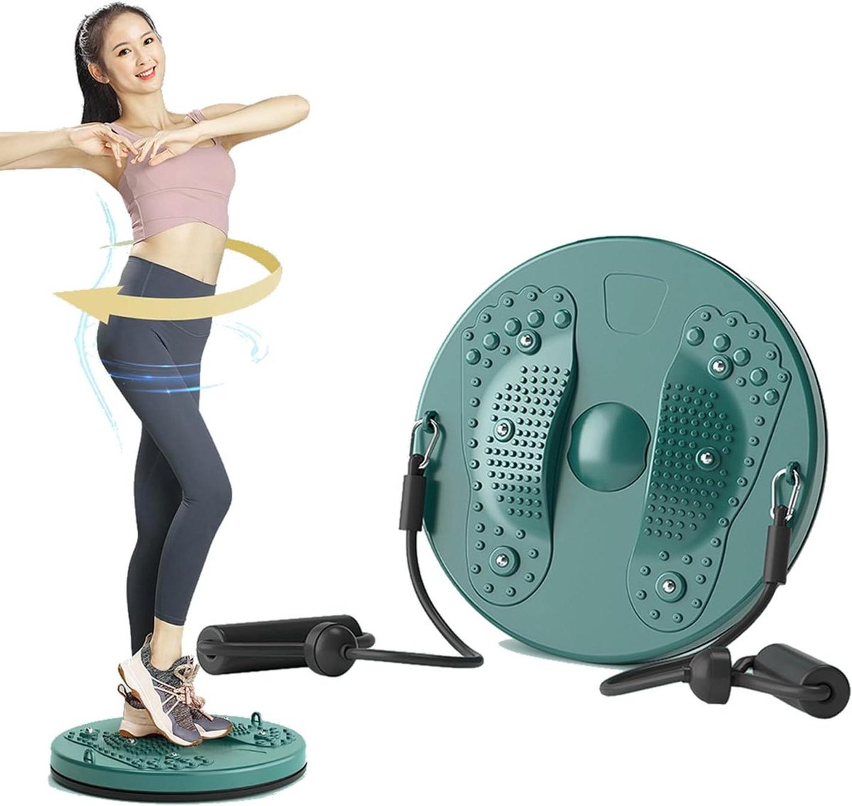 Twister Board - Taille Draaischijf - Taille Trainen - 3D Acupressuur Massage - Tot 120 kg - Groen