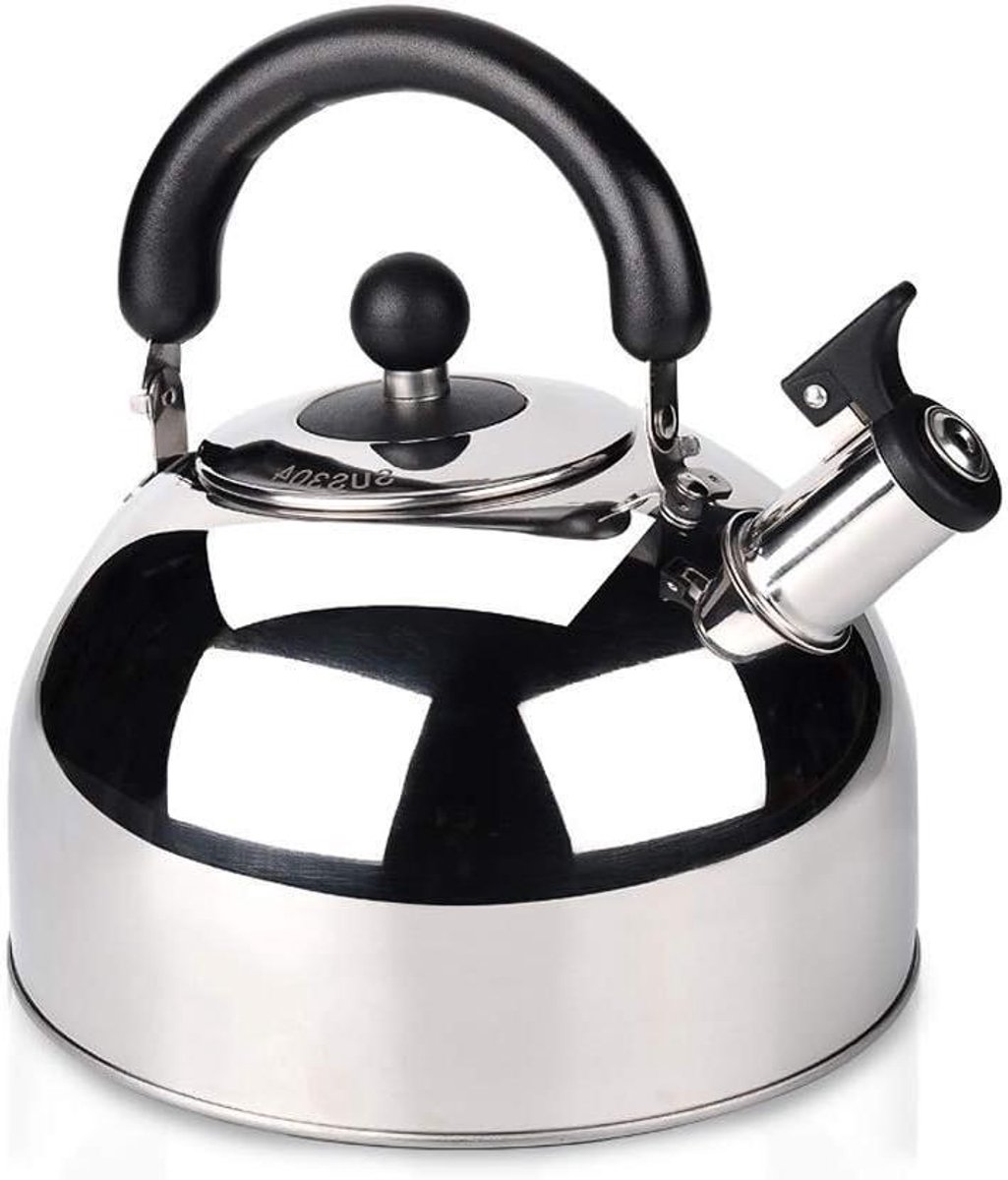 Waterkoker 6L - Grote fluitketel - Koffie en thee - Roestvrij staal - 6 Liter - Zilverkleurig