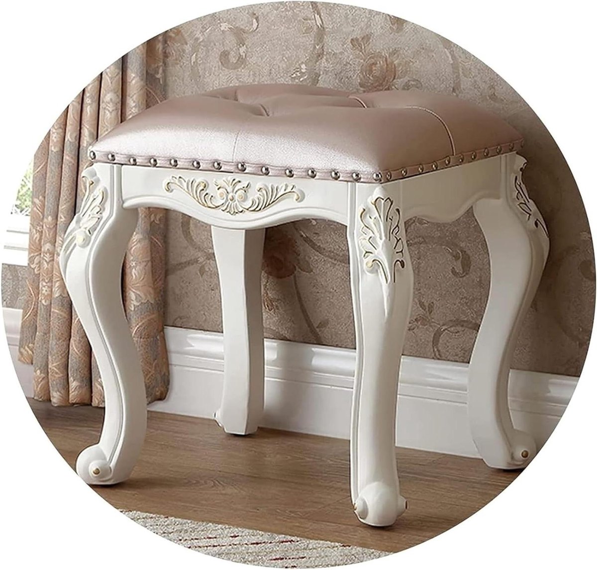 Houten Kapkruk - Make-up Stoel - Extra Zitplaats - Stijlvol Rubberhout - 42x35x45cm - Geel