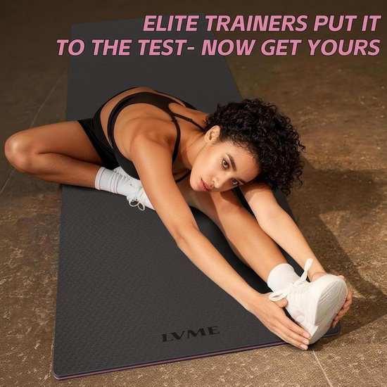 Yogamat Twee Kleuren - Fitnessmat Oefenmat - Thuis Sporten - Superieure Antislip Grip - 183 x 61 cm - Zwart Karmozijnrood van Yogamat — afbeelding 4