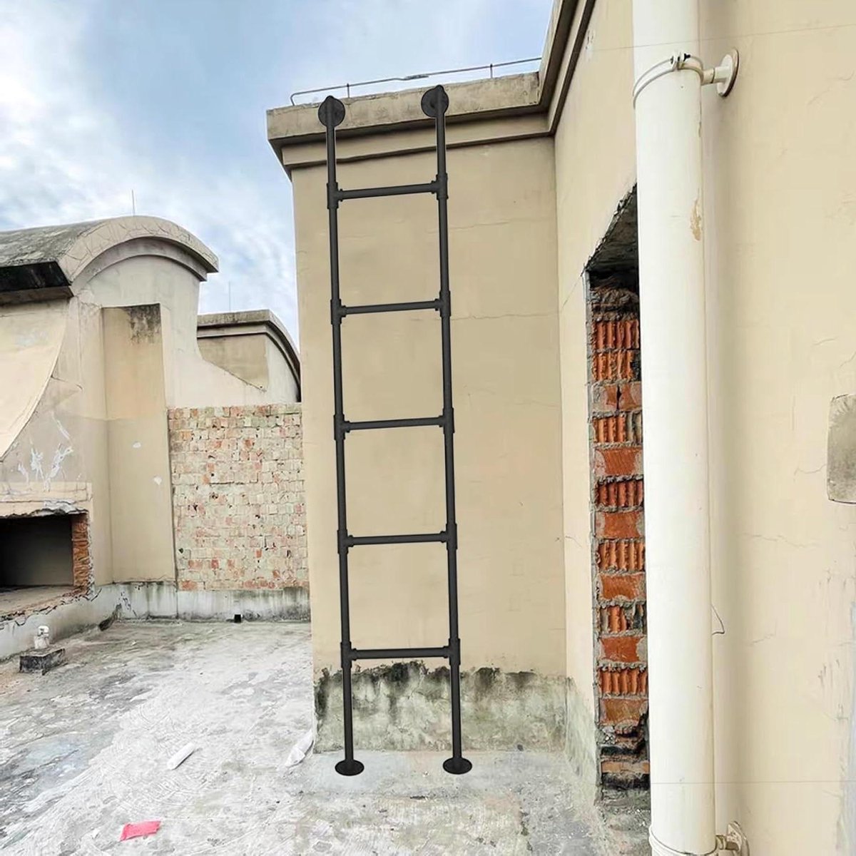 Metalen ladder - Wandmontage ladder - Veilige toegang - Verstelbare lengte - Tot 300 cm - Zwart