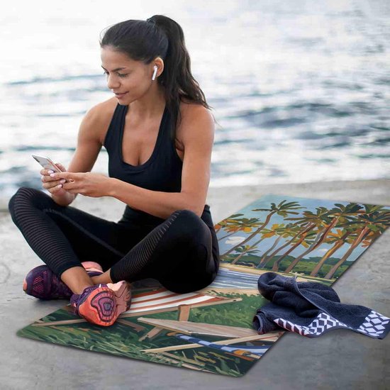 Yogamat met tas - Fitness onderlegger - Sporten en Ontspannen - Natuurlijk rubber antislip - 71x26 inch - Zomer Groen van Yogamat — afbeelding 4